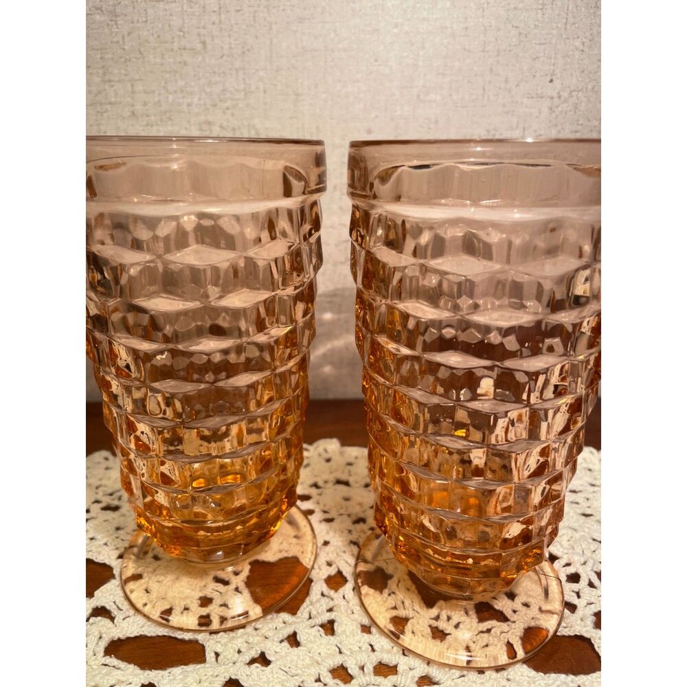 Peach-pink  "Whitehall" pattern footed tumblers
